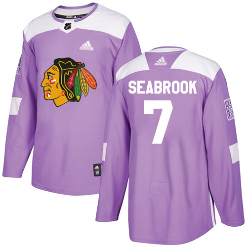 Adidas Blackhawks #7 Brent Seabrook Purple Authentic Fights Cancer Stitched NHL Jersey - Click Image to Close